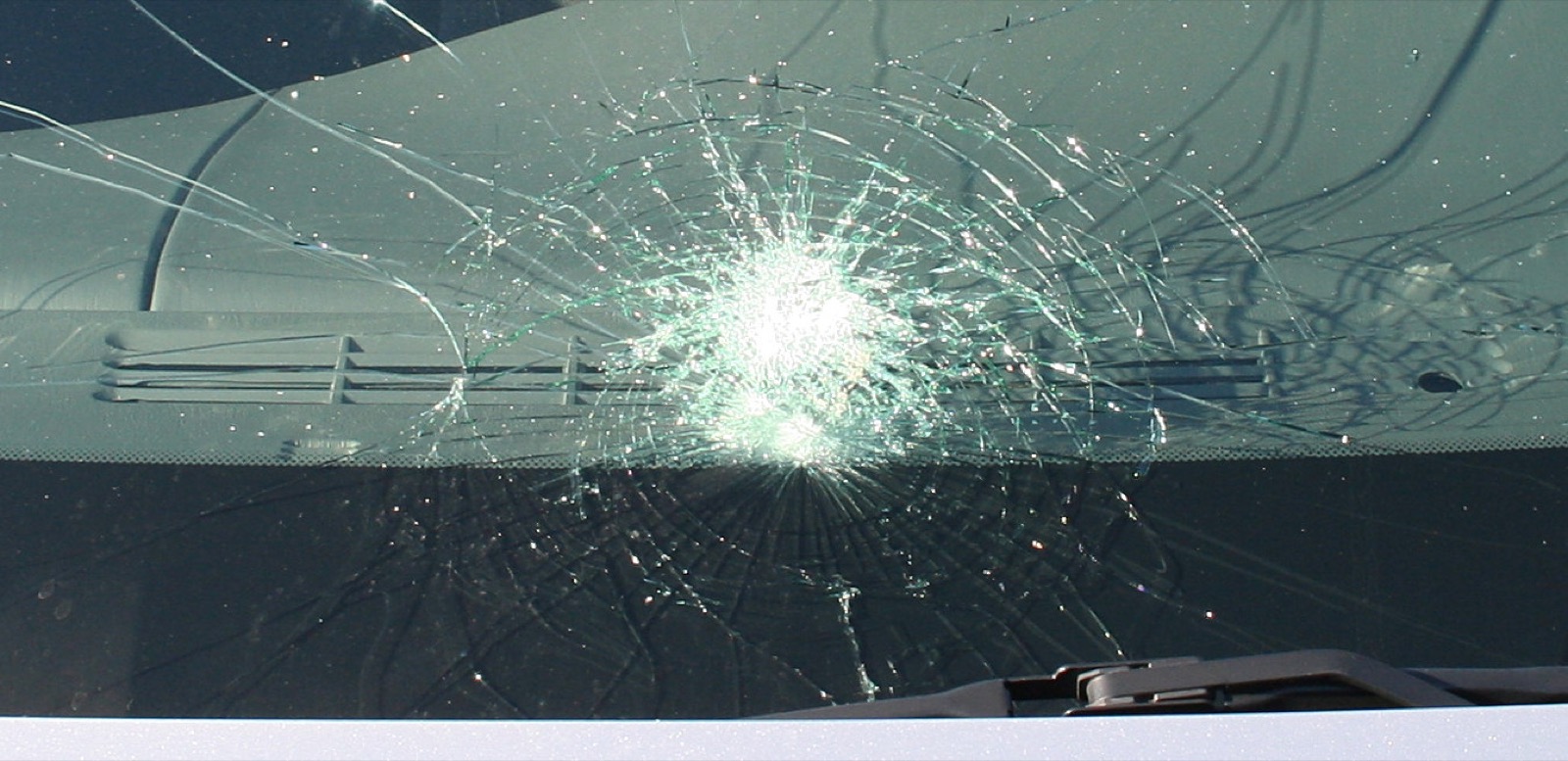 Cracked windshield detail